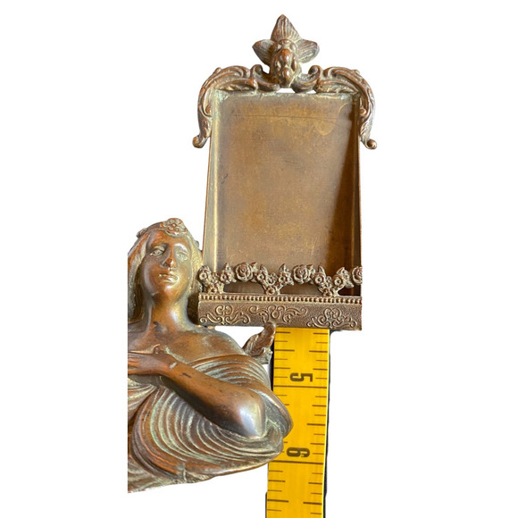 Antique 20th Century Bronze Detailed Maiden Tintype Picture Ornate Table Frame - Picture 12 of 15